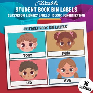 Editable Book Bin Numbers & Labels: 16 Customizable Designs for Perfect Classroom Decor