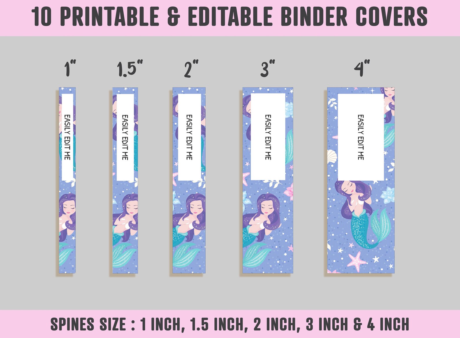 Binder Cover for Girls 10 Printable & Editable Binder - Etsy