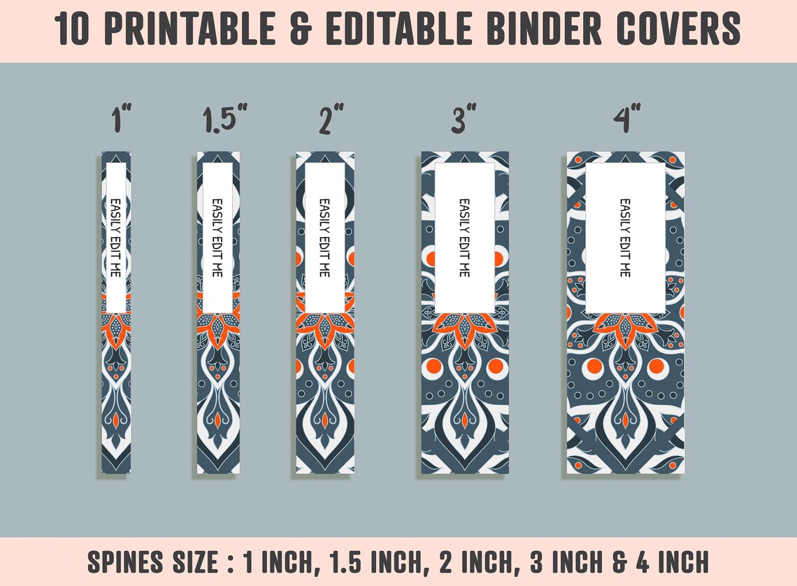 Mandala Binder Cover 10 Printable/editable Binder - Etsy