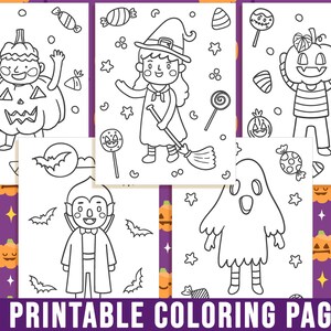 May include: A set of 25 printable coloring pages featuring Halloween characters like a witch, a vampire, a ghost, and a pumpkin. The pages are black and white and ready to be colored.