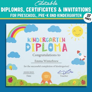 幼稚園のマイルストーン: 編集可能な修了証書、卒業証書、招待状 - 37 ページ、PDF ファイル、即時ダウンロード