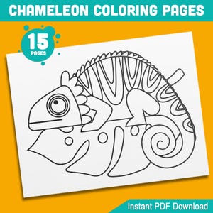 Chameleon Coloring Pages: 15 Fun and Creative Sheets, Perfect for Preschool and Kindergarten Kids - PDF File, Instant Download