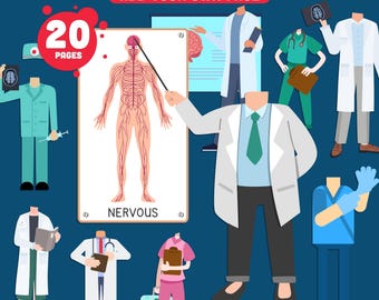 Doctor & Neurologist Body Clipart: Printable Cutouts for Kids' DIY Drama Play, Add Your Own Face, for Crafts and Bulletin Boards, PDF + PNG