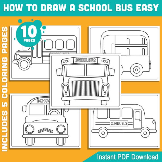 How To Draw A Bus Step By Step Easy For Kids Coloring