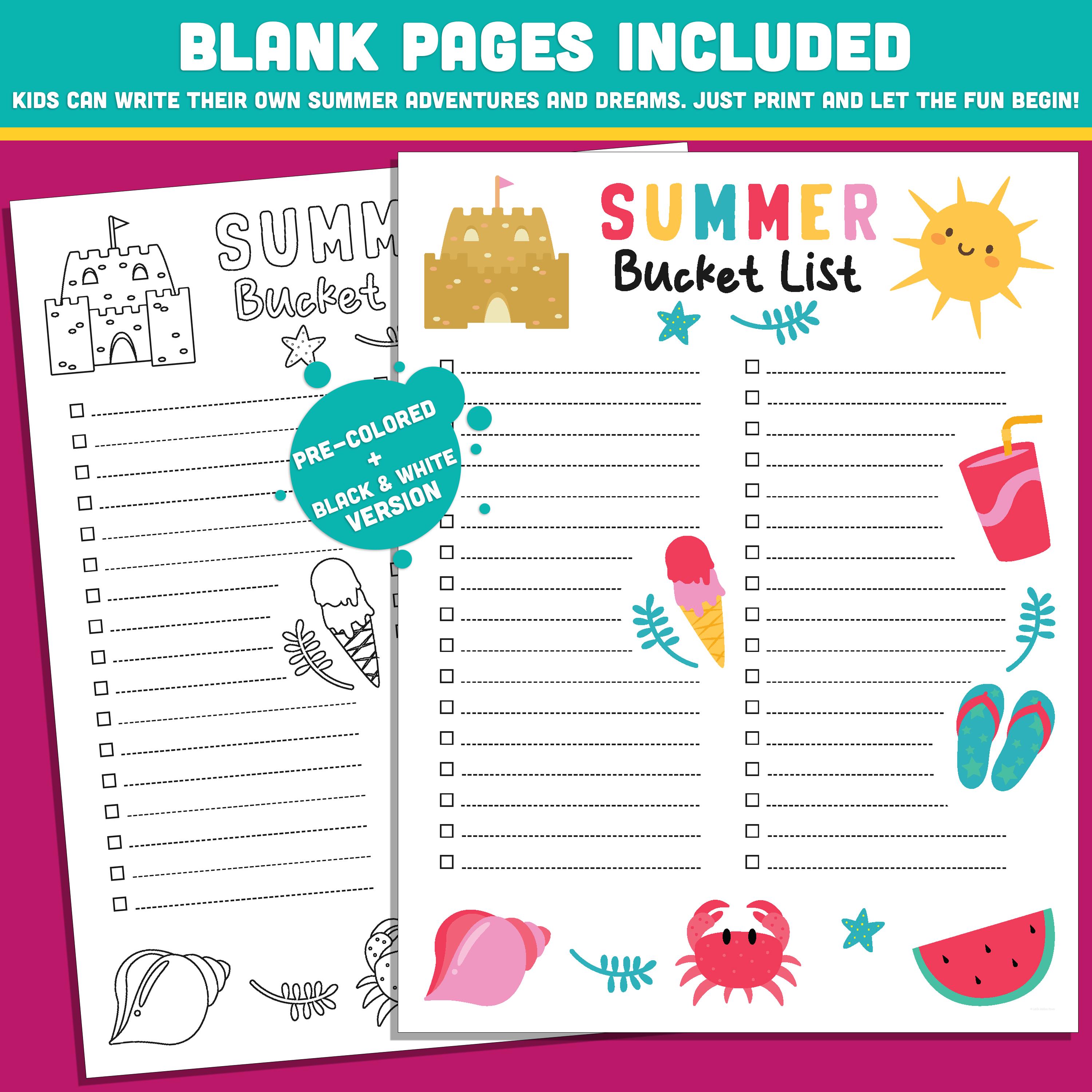 Printable Summer Bucket List for Kids: Editable PDF and Powerpoint ...
