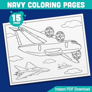 US Navy Coloring Pages: 15 Printable Designs in a Fun Coloring Activity Book, Perfect for Navy Lovers, For Kids and Adults, Instant Download