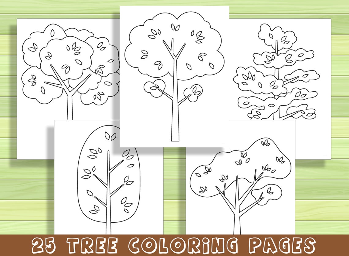 25 Beautiful Tree Coloring Pages for Preschool and - Etsy