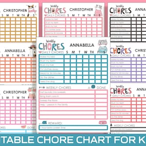 Chore Chart for Kids Cat / Kitten, Printable/editable Chore Chart for ...