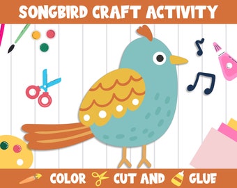 Songbird - Spring Craft Activity : Color, Cut, and Glue for PreK to 2nd Grade, PDF File, Instant Download