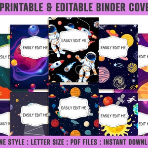 Binder Cover Boys, 10 Printable &amp; Editable Binder Covers+spines Binder ...