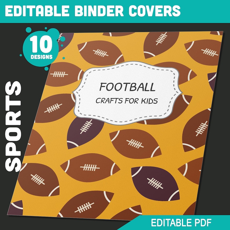 Sports Binder Cover, 10 Printable &amp; Editable Coversspines, Binder ...