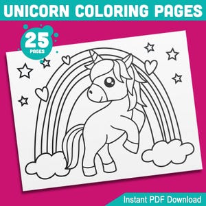 Simple Unicorn Coloring Pages: 25 Fun Activity Sheets for Preschool and Kindergarten, Printable PDF, Instant Download!