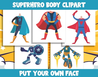 Superhero Body Clipart Collection for PreK to 6th Grade, 20 Pages, PDF File, Instant Download
