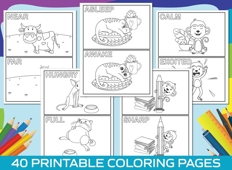 Opposite Coloring Pages, 40 Printable Animal Opposite Coloring Pages