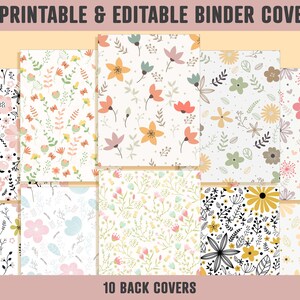 Binder Cover Sheet, 10 Printable &amp; Editable Binder Covers+spines ...