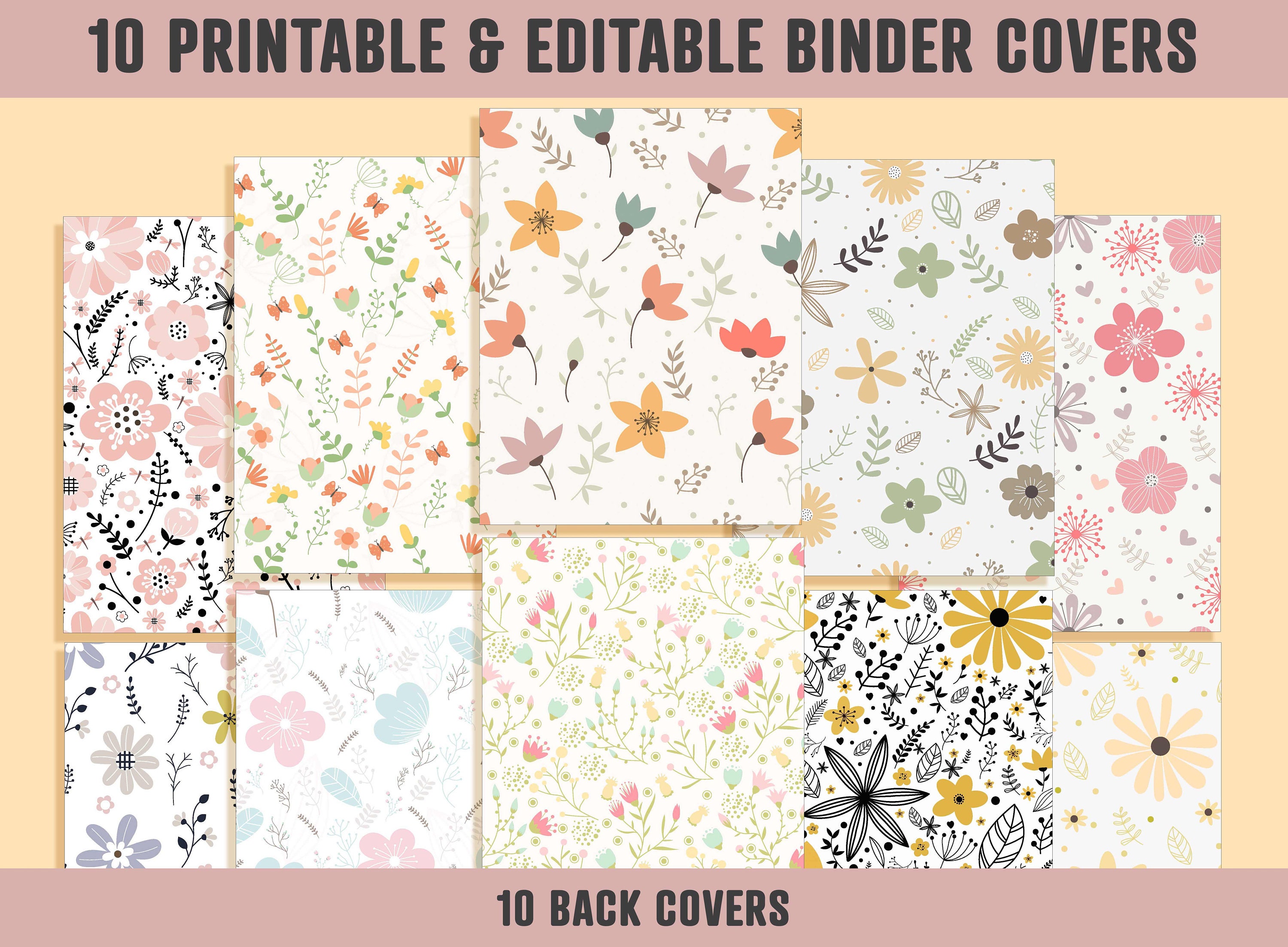 Binder Cover Sheet 10 Printable & Editable Binder - Etsy