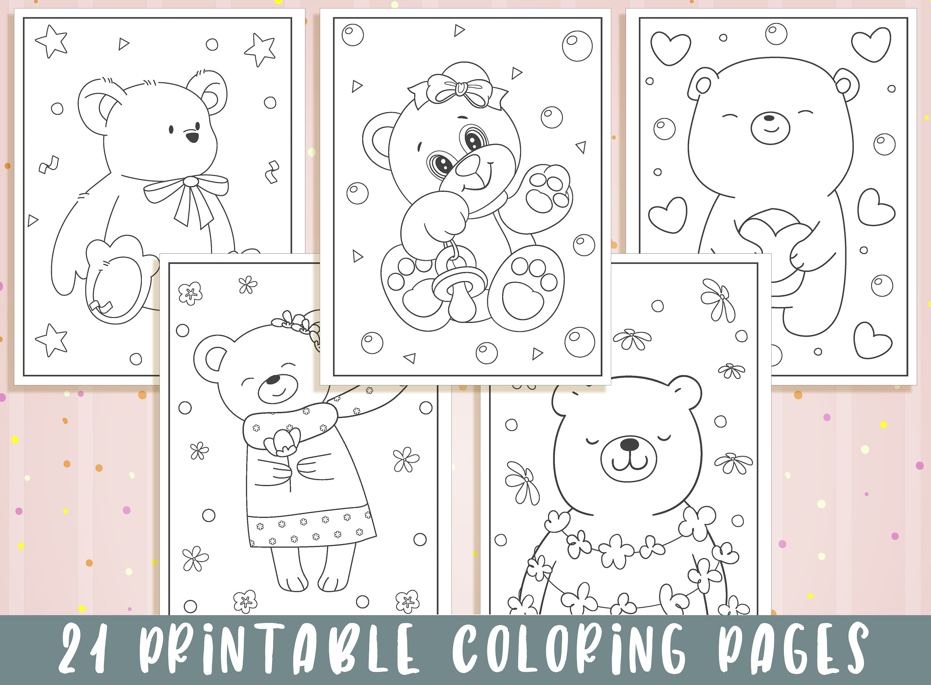 Bear Coloring Pages 21 Printable Bear Coloring Pages for | Etsy