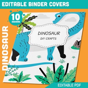 Dinosaur Binder Cover, 10 Printable & Editable Covers+Spines, Binder Inserts, Planner Cover, Teacher, Kids, Boys, Girls School Binder, PDF