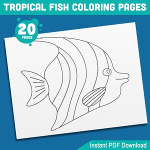 Tropical Fish Coloring Pages: 20 Fun and Educational Activity Sheets for Preschool and Kindergarten Kids, Printable PDF, Instant Download!