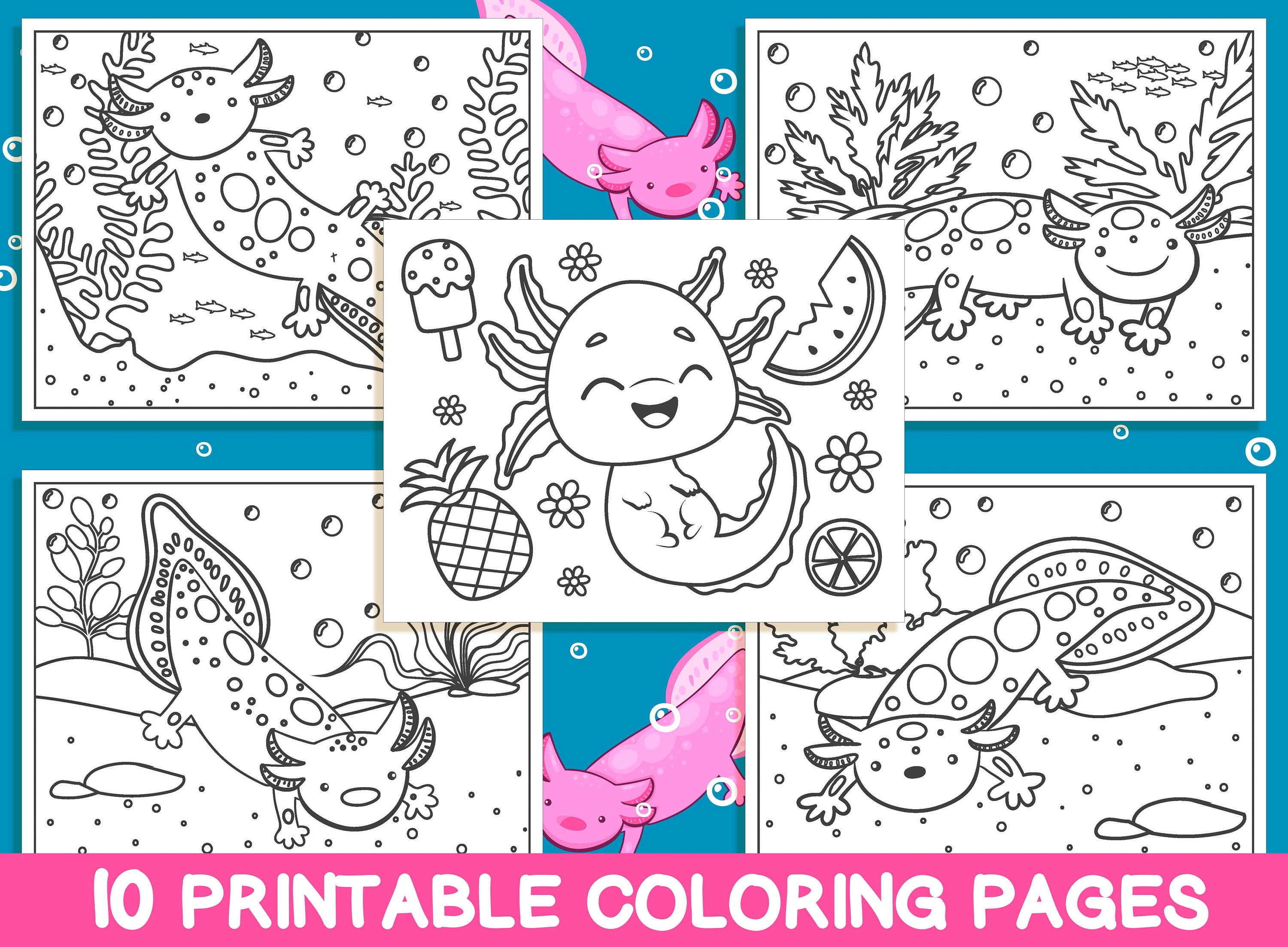 Axolotl Coloring Pages (Free Printables) • In the Bag Kids' Crafts