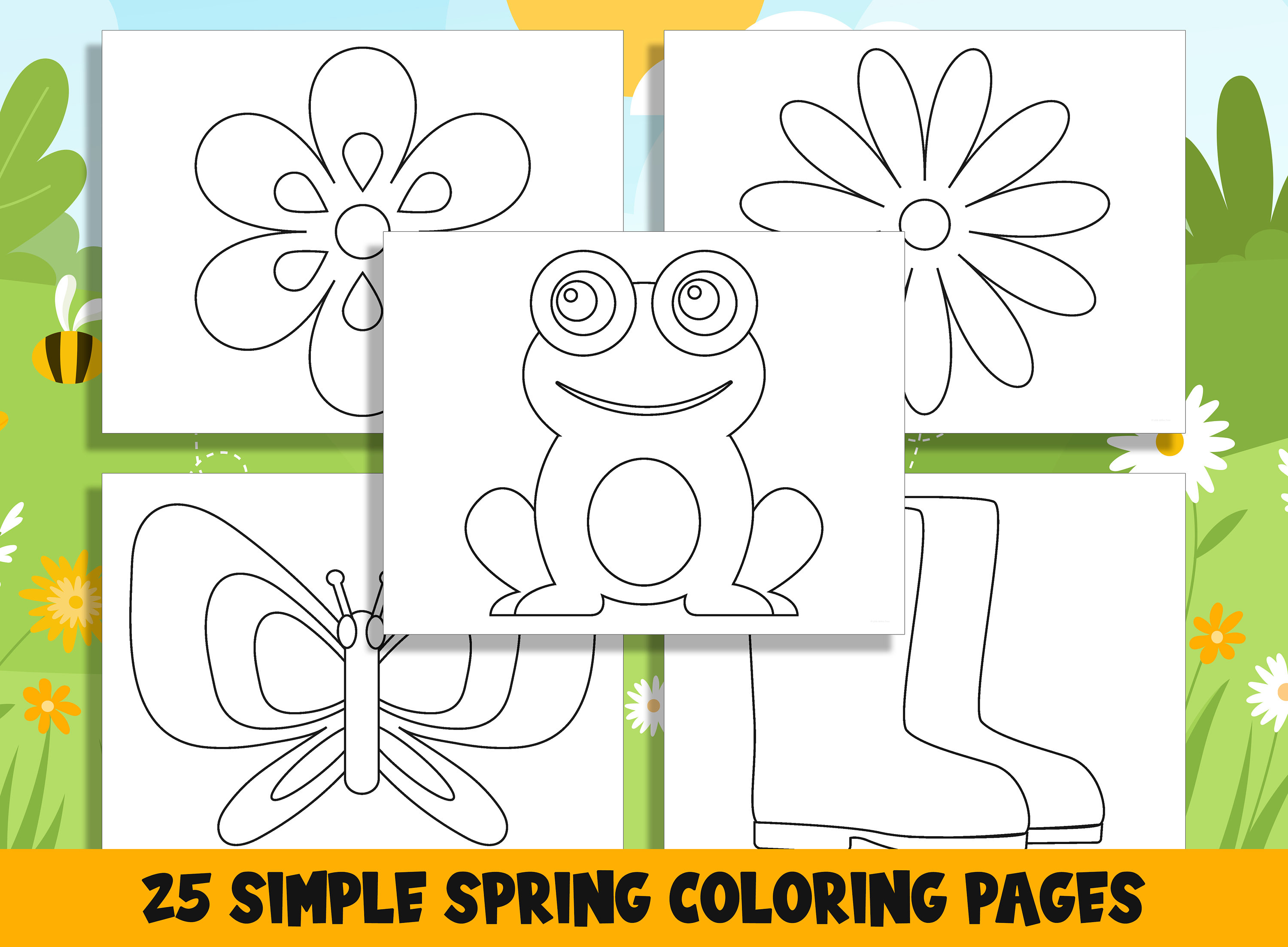 25 Printable Simple Spring Coloring Pages for Preschool and ...