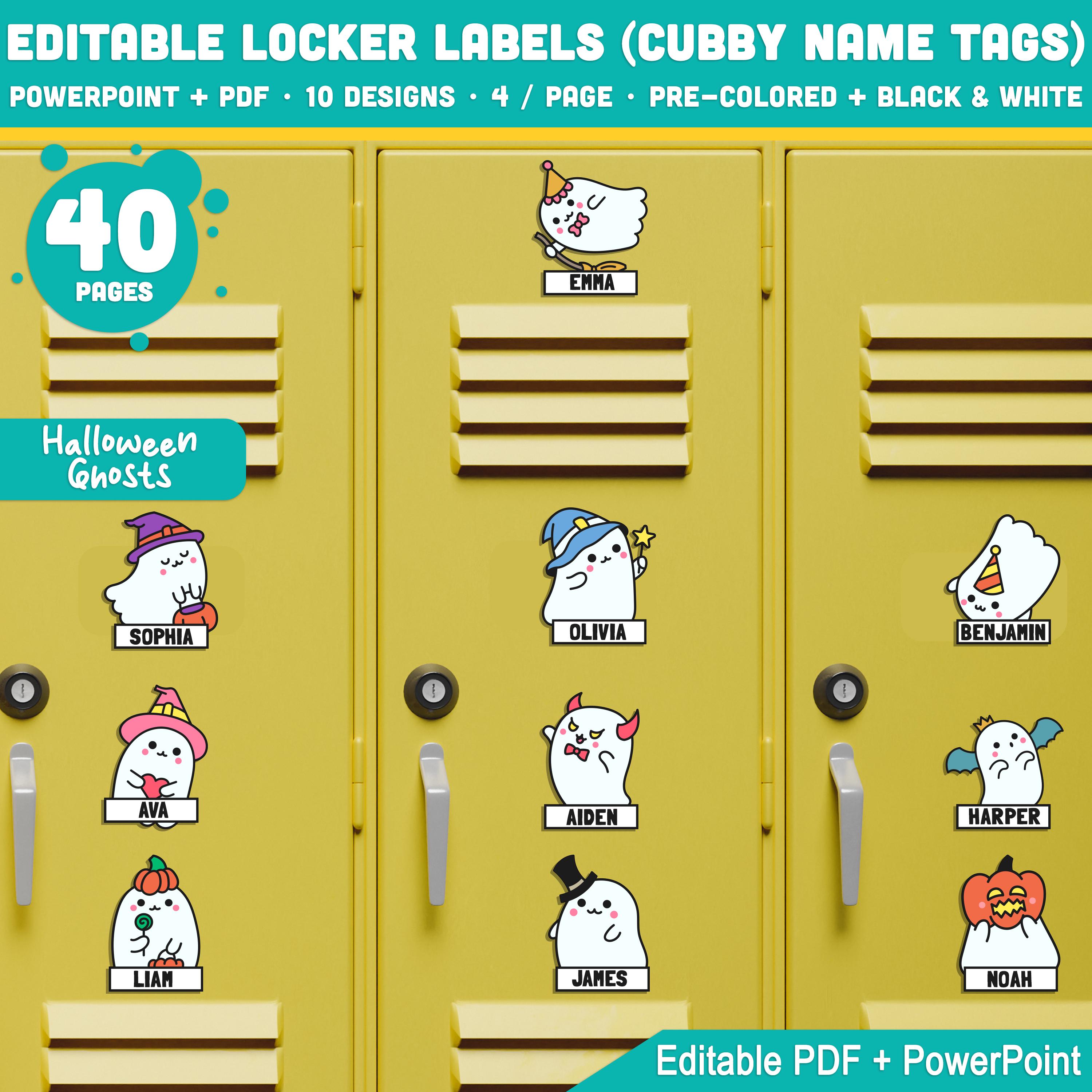 Editable Locker Labels (cubby Name Tags), Cute Halloween Ghosts Themed ...