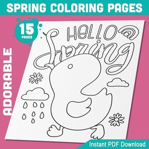 Springtime Wonders Coloring Pages: Creative Book Designs for Preschool and Kindergarten Kids – Perfect for Spring Lovers, Instant Download