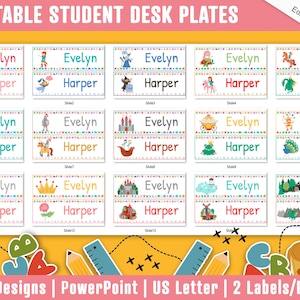 Student Desk Plates 30 Printable/Editable Fairy Tale Classroom Name Tags/Name Plates for Student a Helpful Addition to Your Classroom