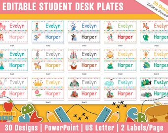 Student Desk Plates 30 Printable/Editable Fairy Tale Classroom Name Tags/Name Plates for Student a Helpful Addition to Your Classroom