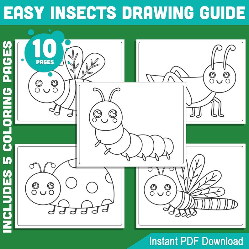 Tutorial Insects Easy Insects Drawing Guide: 5 Tutorials With Coloring Pages, Step-by ...