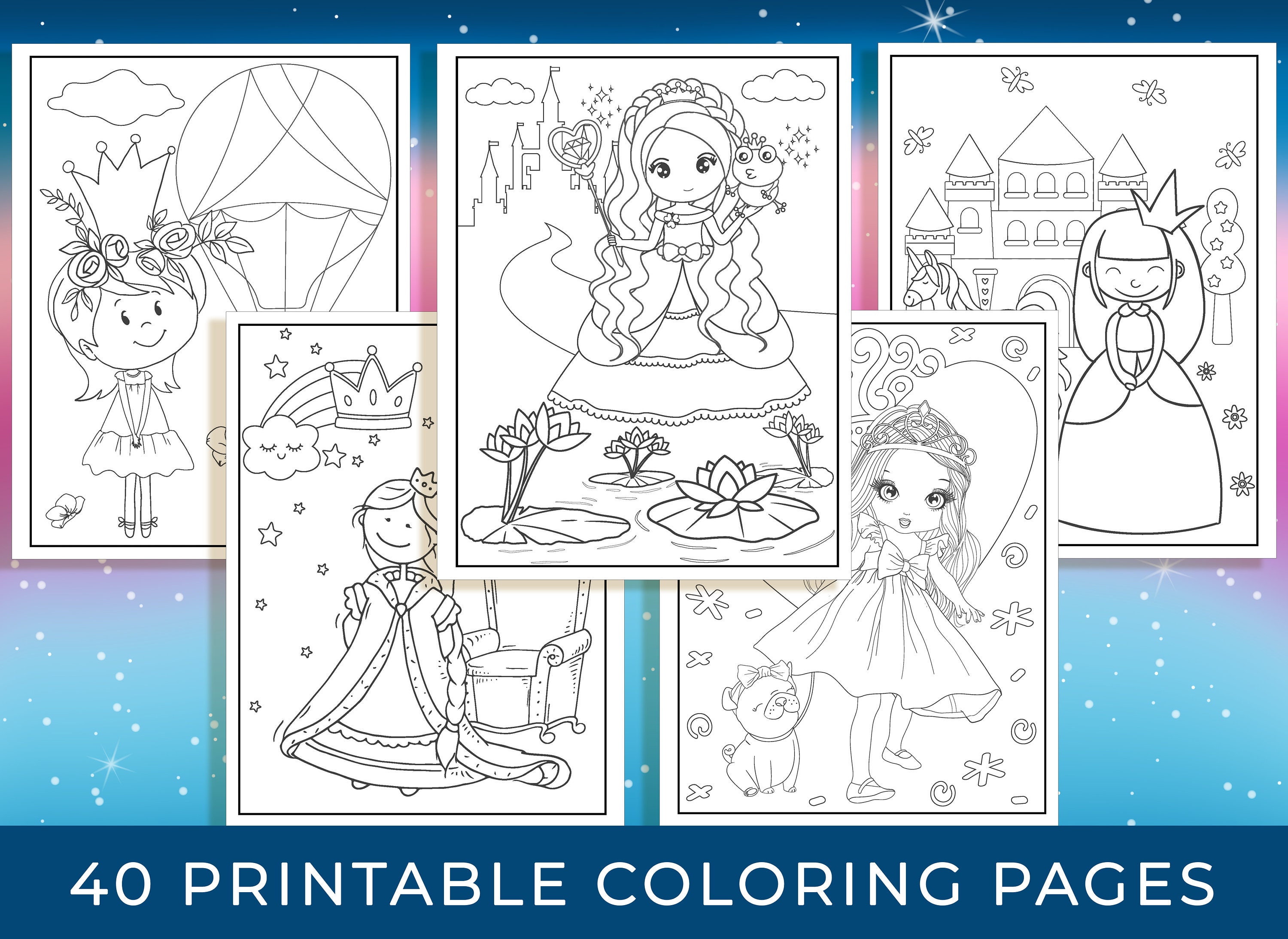 princess coloring pages 40 printable princess coloring pages etsy israel