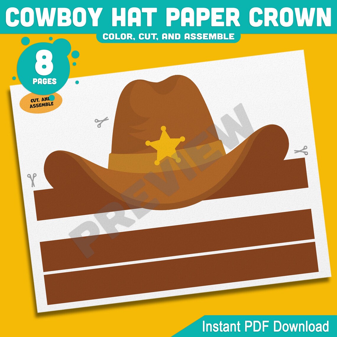 Cowboy and Cowgirl Paper Crowns – Fun Western Headbands and Party Hats ...