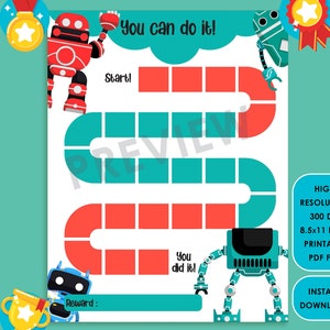 Printable Robot Reward Chart for Kids, a Way of Guiding Children ...