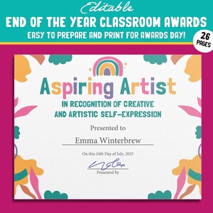 Editable End of Year Classroom Awards - End of the Year Awards - Student Recognition, PDF File, Instant Download