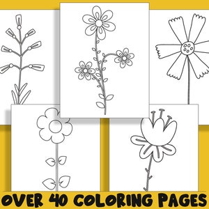 Spring Flowers Coloring Book, 40 Printable Coloring Pages for Kids a ...
