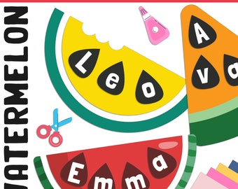 Watermelon Name Craft Activity: Summer/Back to School Bulletin Board, 40 Pages, 5 Designs, Blank & Editable, Color and Black-and-White
