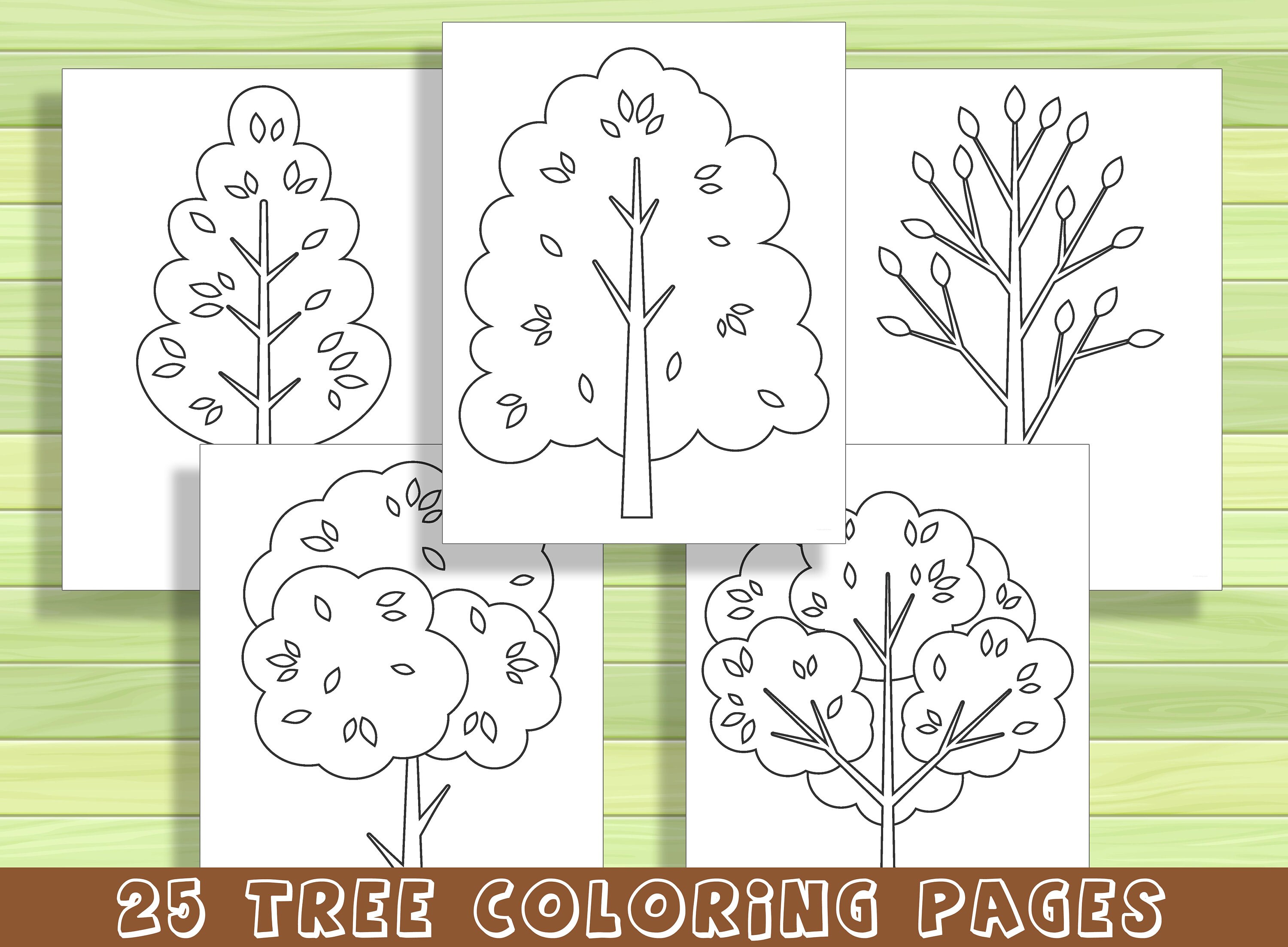 25 Beautiful Tree Coloring Pages for Preschool and Kindergarten, PDF ...