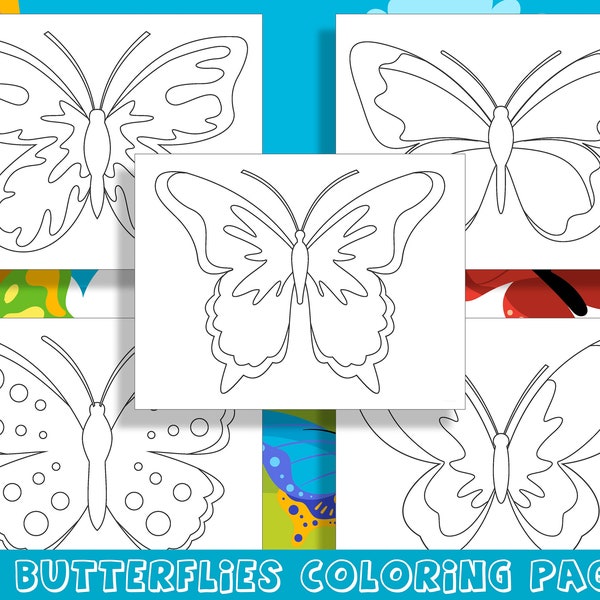 Fluttering Fun: 30 Delightful Butterfly Coloring Pages for Preschool and Kindergarten Kids, PDF File, Instant Download