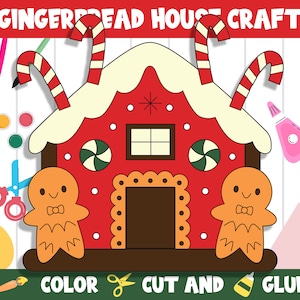 Gingerbread House Craft for Kids: Color, Cut, and Glue, PDF File, Instant Download