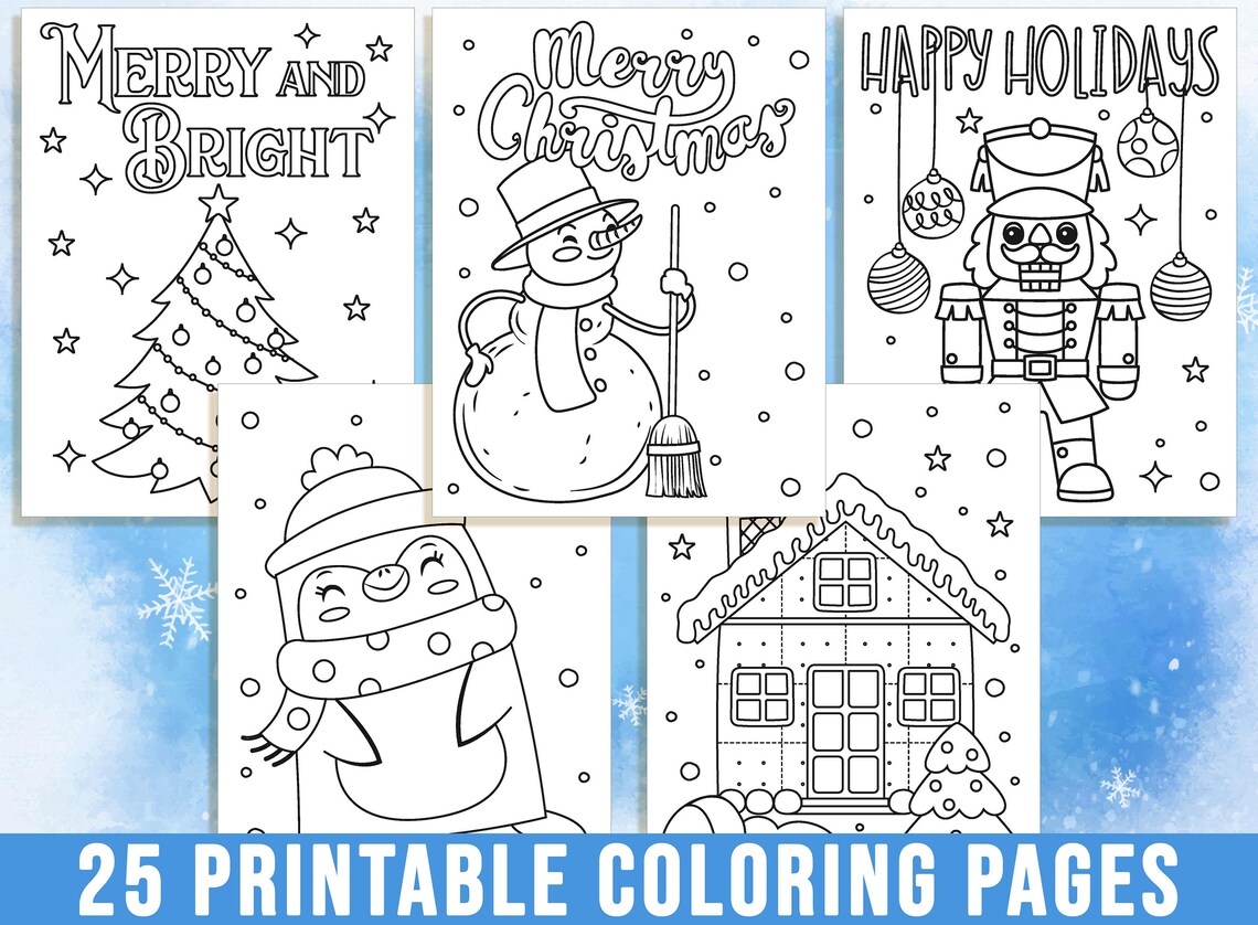 Christmas Coloring Pages Cute Winter Coloring Pages Hello - Etsy
