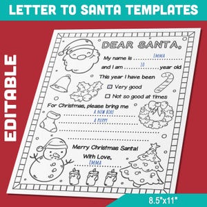 Brief an den Weihnachtsmann Malseite, druckbare Brief an Santa für Kinder, druckbare Liebesbrief, Weihnachtswunschliste, Weihnachten Kinder Aktivität