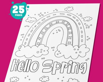 Spring Coloring Pages: 25 Printable Sheets Featuring Spring Elements and Easter Themes for Kids' Fun, and Relaxation - PDF Instant Download