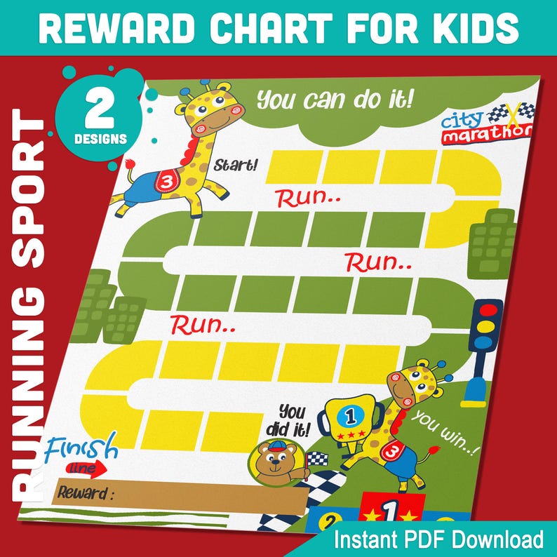 Sports Chart.pdf Running Sport Reward Chart: 2 Fun Designs, Perfect for Kids' Motivation ...