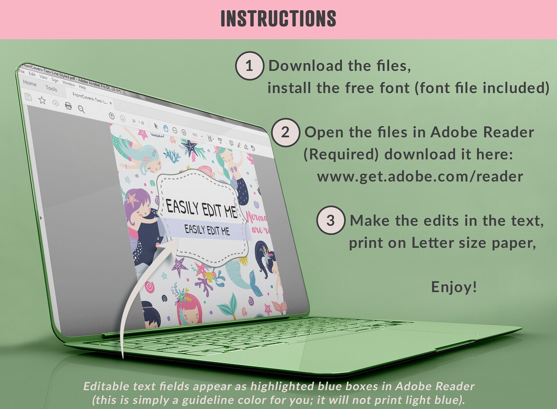 Binder Cover for Girls 10 Editable Coversspines - Etsy