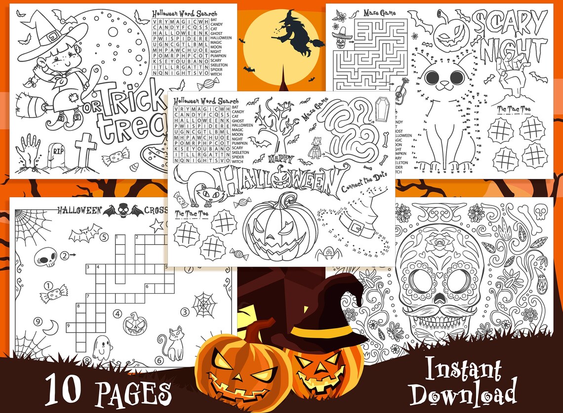 Halloween Placemats 10 Halloween Printable Placemats for Etsy
