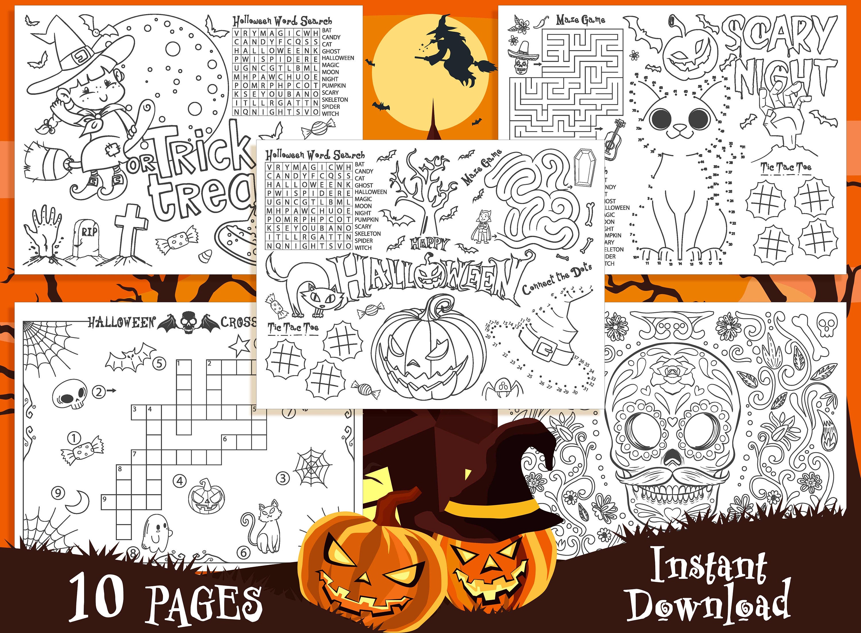 Halloween Placemats 10 Halloween Printable Placemats for Etsy Canada