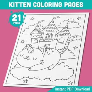 21 Adorable Kitten Coloring Pages for Kids & Teens - Instant PDF Book Download, Perfect for Cat Party Fun!