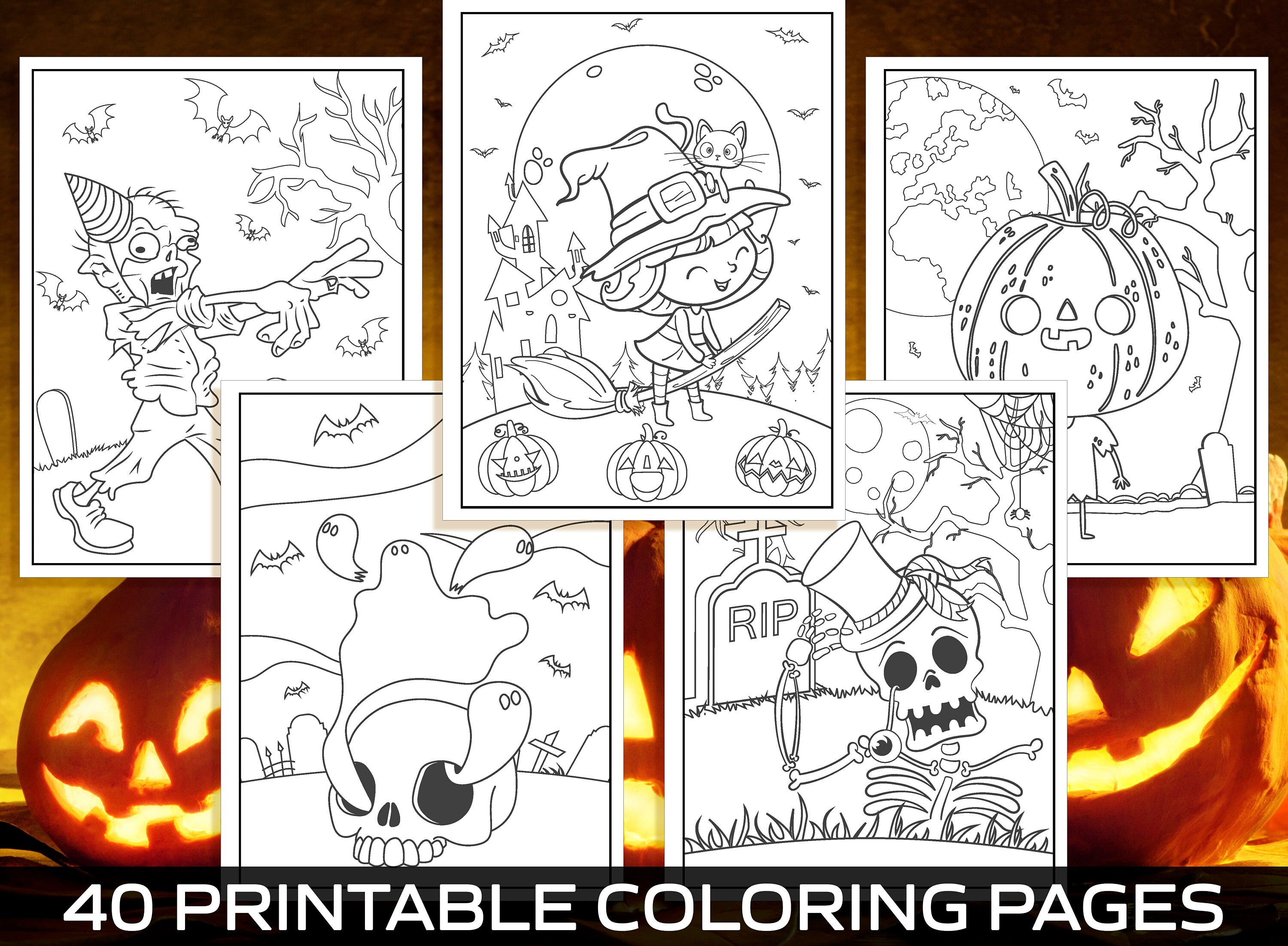 Download Halloween Coloring Pages 40 Printable Halloween Coloring Etsy