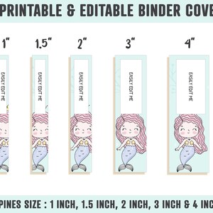 Mermaid Binder Cover, 10 Printable &amp; Editable Covers+spines, Binder ...