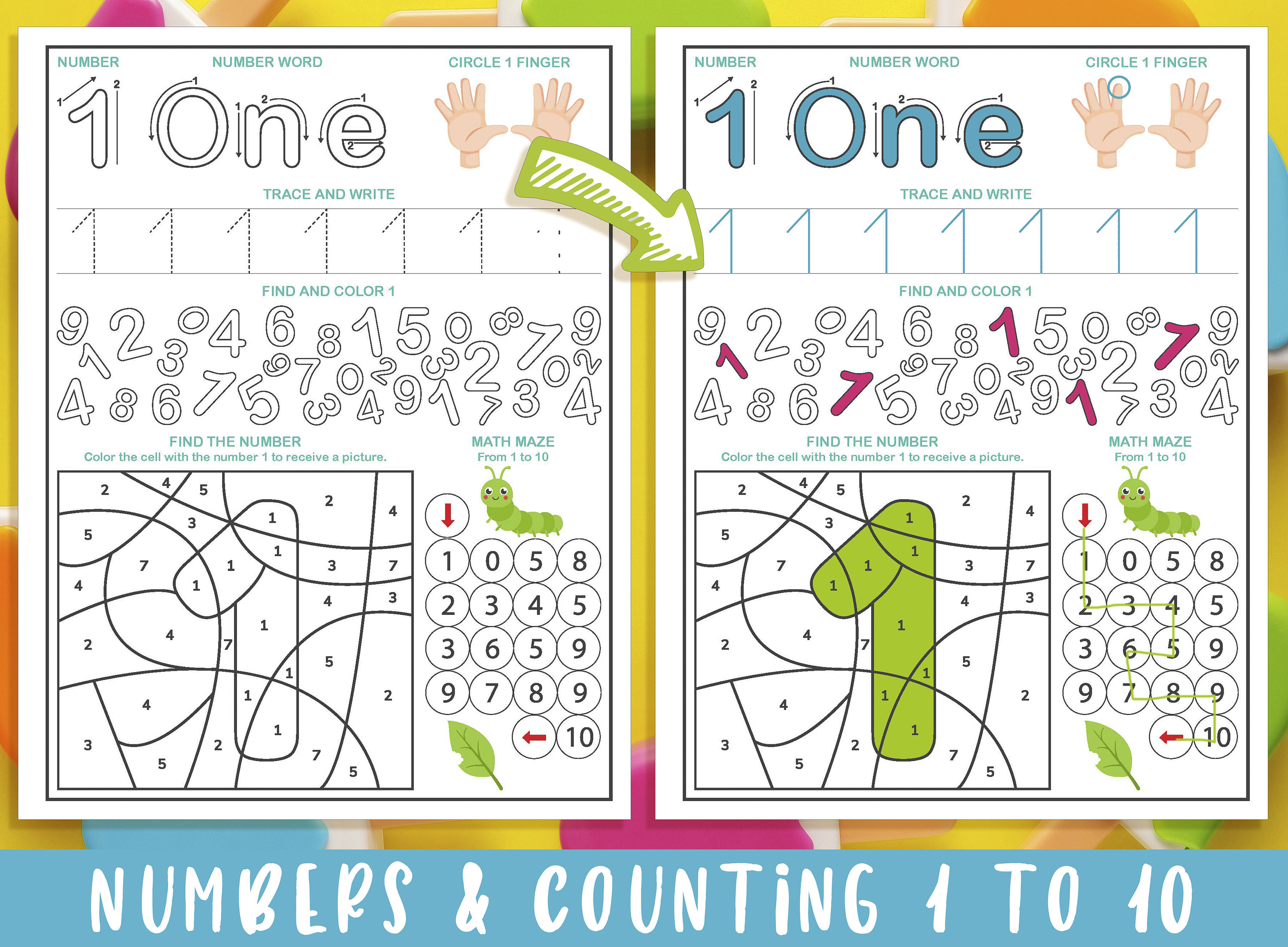 Numbers and Counting 1 to 10 Printable Worksheets. Number Learning ...